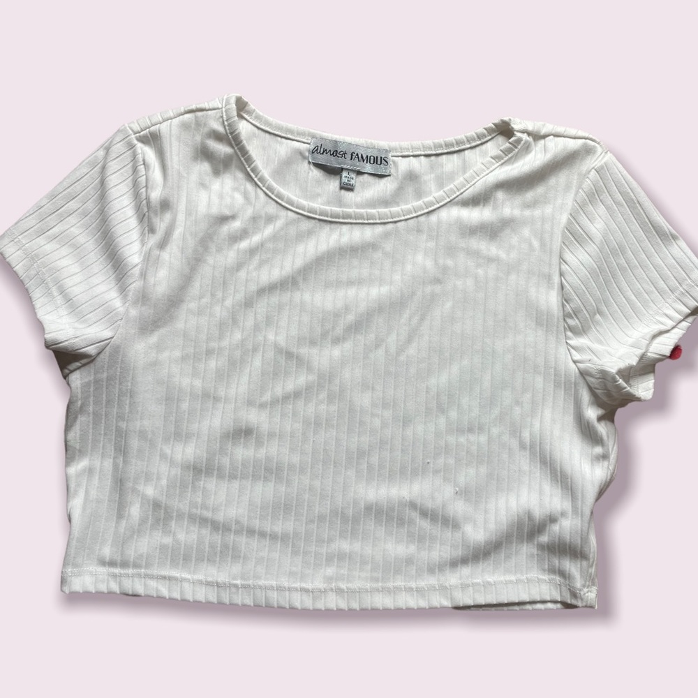 Almost Famous Ribbed White Crop Top
